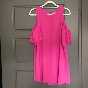 Francesca’s hot pink off the shoulder sleeve dress